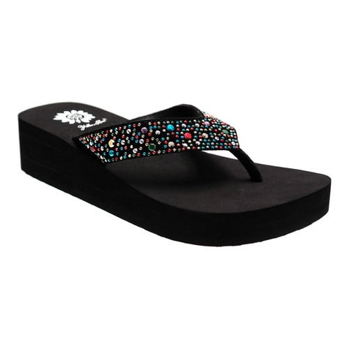 yellow box sandals with rhinestones