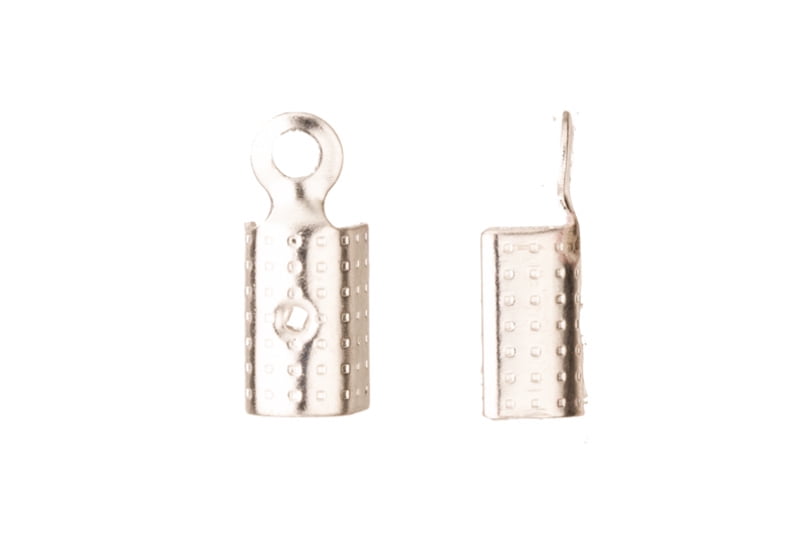 12mm 16K Gold-Finished Line Textured Rectangle Fold-Over Cord End Fit Up to 3.5mm Cord Sold per Pack of 240pcs