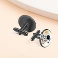 thumbnail image 6 of Spotted Dog Men's Stainless Steel Cufflinks for Business Attire, Formal Events, and Weddings - Silver Jewelry, 6 of 6