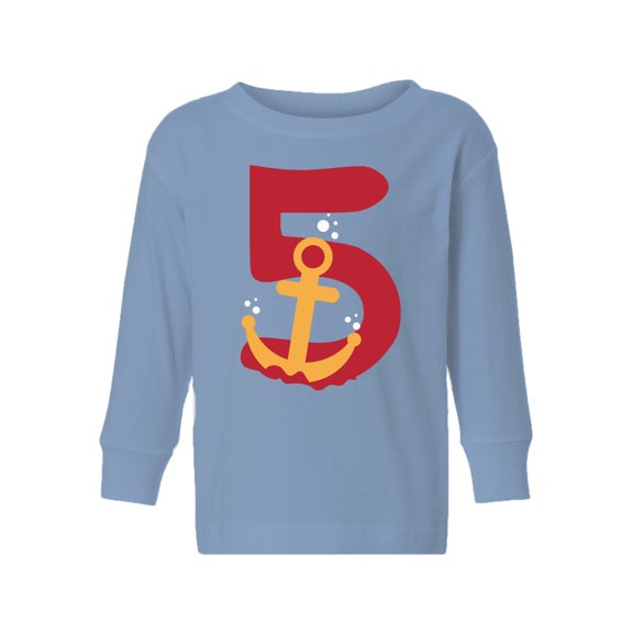 5th Birthday Anchor Toddler Long Sleeve Shirt I'm Five Boys Shirt Girls T-Shirt Anchor Five Kids T-Shirt
