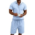 thumbnail image 3 of Men 2 Piece Outfits Casual Top and Pants Sets Light Blue XXXL, 3 of 10