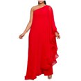 thumbnail image 1 of Combinaisons pour Femmes à une Épaule Soirée Cocktail Semi-Formelle Robe Maxi Pantalon Ensemble de Tenue de Voyage pour Femmes P-111 Rouge-A m, 1 of 5
