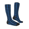 thumbnail image 4 of Lsque Blue Black Plaid Printed Crew Socks Men's Women's LightWeight Thin Casual Calf Socks ,Knee High Socks,Cotton Socks, 4 of 9