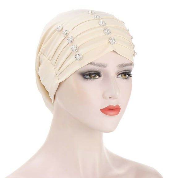 Women Beaded Hair Cover Muslim Bonnet Turban Hat Hijab Cap Chemo Cancer Turbans Islamic Prayer Hats