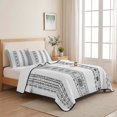 thumbnail image 5 of Twin XL Quilt Set 68''x98'', Black Geometric Lightweight Bedspread Coverlet Set with 2 Pillow Shams, Boho Lines White Modern Abstract Art Breathable All Season Quilt Bedding for Dorm/Guest Room, 5 of 9