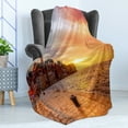 thumbnail image 4 of Cityscape Soft Flannel Fleece Blanket, Sunset at Rovinj Adriatic Sea Coast of Croatia Romantic Evening Scenery Print, Cozy Plush for Indoor and Outdoor Use, 70" x 90", Brown Yellow, by Ambesonne, 4 of 5