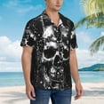 thumbnail image 3 of Fuzoiu Chained Skull Artwork Print Hawaiian Shirt for Men, Summer Beach Casual Short Sleeve Button Down Shirts, Men’s Beach Summer Shirts with Pocket,Medium, 3 of 7