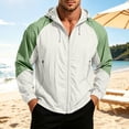 thumbnail image 6 of Men's Color Block Hooded Sun Protection Jacket, Lightweight Breathable Full Zip Up Windbreaker with Zipper Pockets, Casual Outdoor Hiking Travel UV Coat for Men S-3XL, 6 of 8
