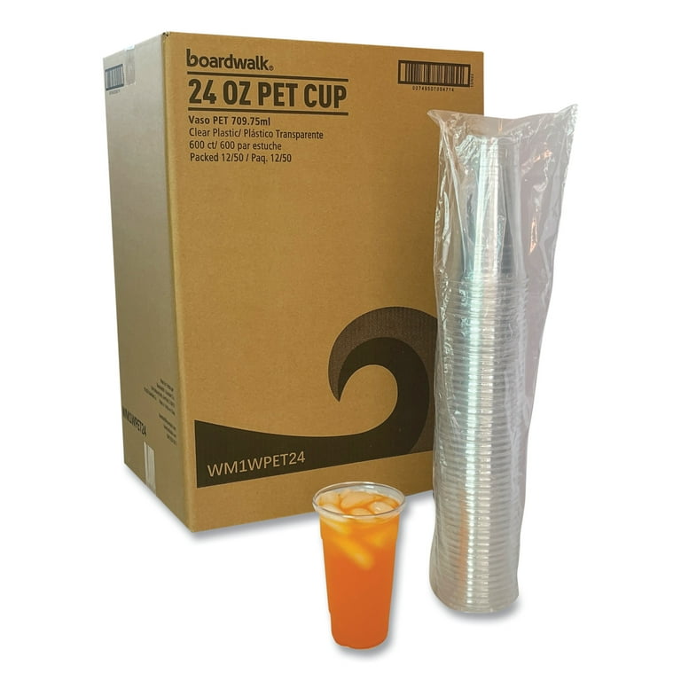 Clear Plastic Cold Cups, 24 oz, PET, 50 Cups/Sleeve, 12 Sleeves/Carton Clear Plastic Cold Cups, 24 oz, PET, 50 Cups/Sleeve, 12 Sleeves/Carton