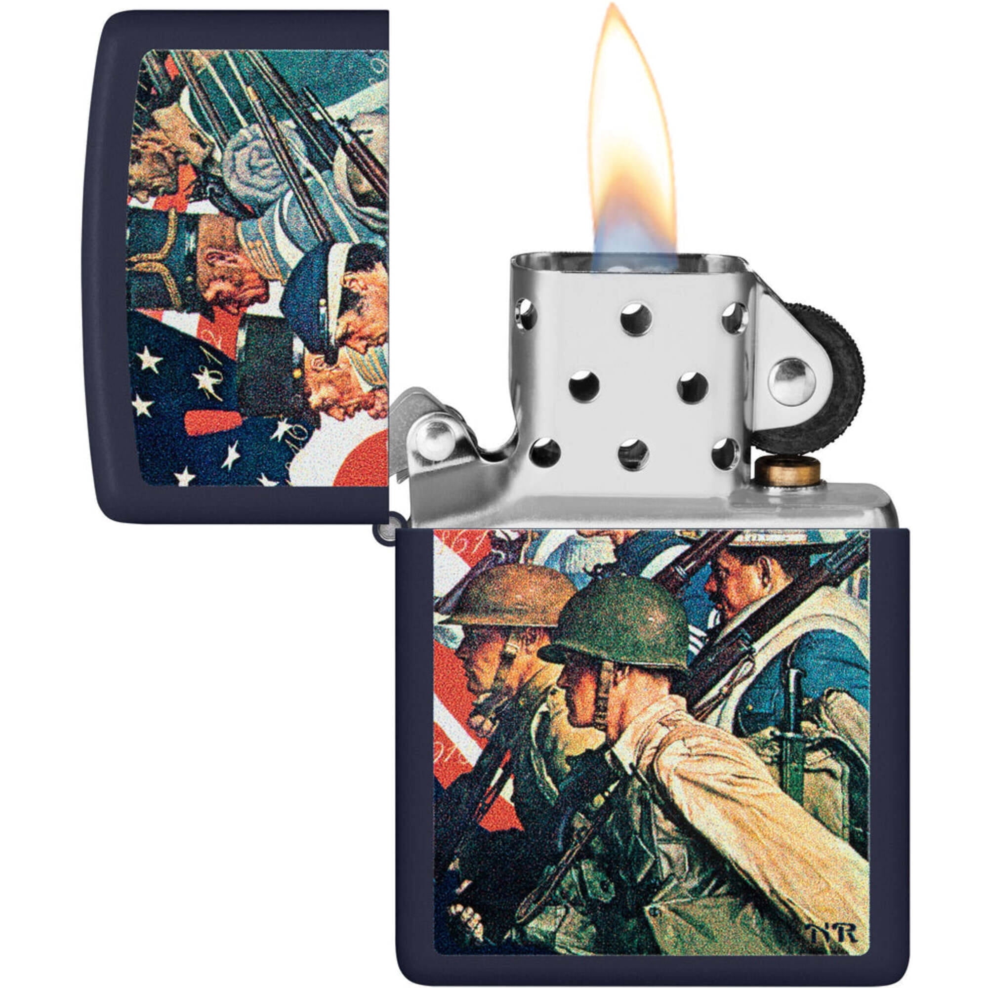 Zippo 48698 Norman Rockwell Design Navy Matte Windproof Lighter