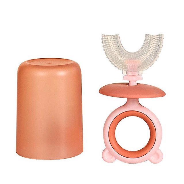 small Cepillos de dientes para bebés en forma de U de mano de dibujos animados 360, cepillo de silicona suave de grado alimenticio, cepillos para dientes, limpiador de dientes par