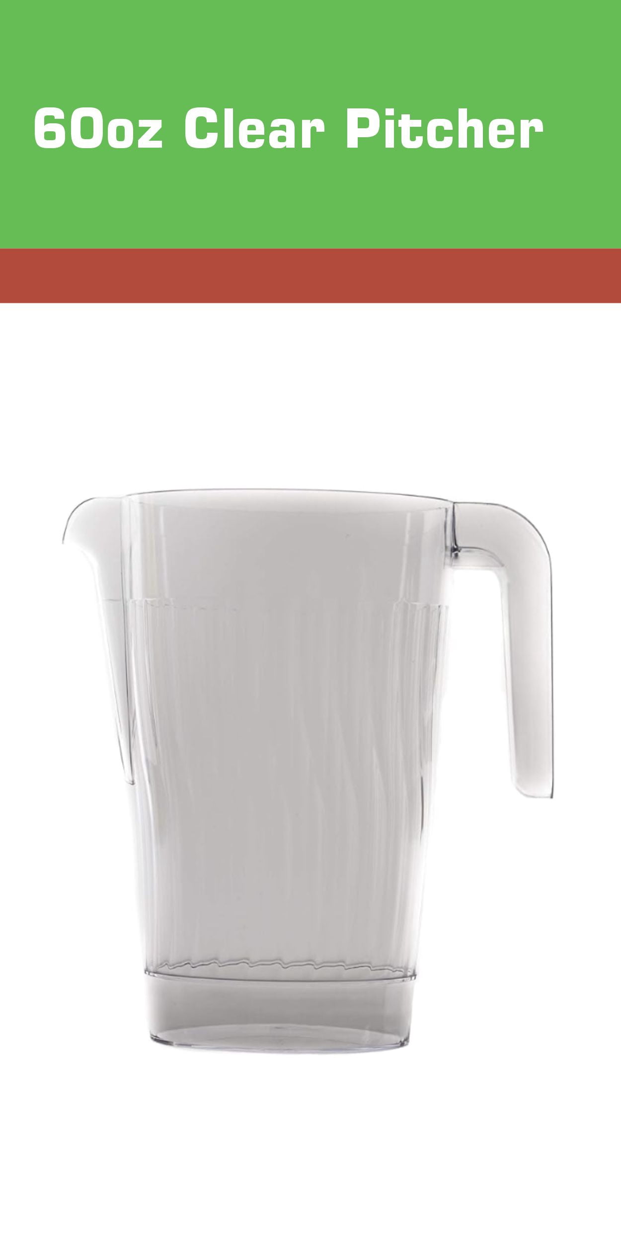 [12 PACK] 60 oz Heavy Duty Crystal Clear Plastic Beverage Pitcher - Break Resistant Beverage Carafe - Great for Restaurants and Catering - Serveware for Water, Cold Drinks, Beer, Lemonade, Sangria…