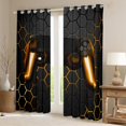 thumbnail image 3 of Feelyou Neon Gold Gamepad Black Out Curtains, Chic Honeycomb Abstract Curtains Pack of 2 (42x63 Each), Teens Kids Boys Girls Bedroom Curtains, Blackout Curtains Bedroom Decor, 3 of 7