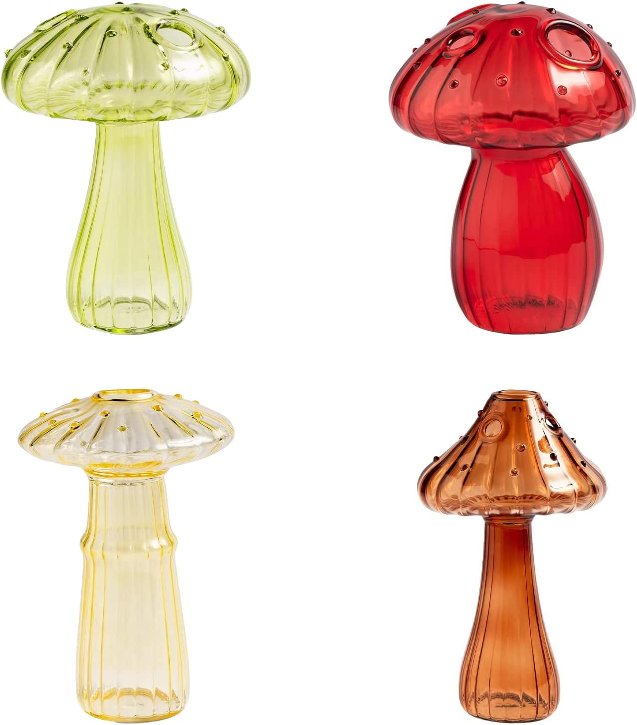 4 Pcs Mushroom Shaped Glass Vase Planters Clear Hydroponic Vase Glass