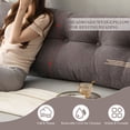 thumbnail image 2 of Desirable Life Headboard Wedge Pillow Twin Size, Delicate Embroidery Triangular Reading Pillow - Ergonomic, Removable Cover w/ Side Pocket Backrest Bolster Pillows, Coffee, 2 of 6