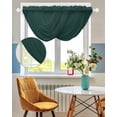 thumbnail image 3 of Waterfall Valances for Windows, Pure Dark Green Kitchen Sheer Valance Curtains, Simple Solid Color Rod Pocket Elegant Swag Valances for Living Room Bedroom, 47.2"x38.5", 3 Panel, 3 of 8