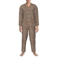 thumbnail image 3 of Salouo Leopard Print-2 Print Button-Front Long Sleeve Pajama Set for Men, Soft 2Pjs Men's Long Sleeve Sleepwear-Large, 3 of 7