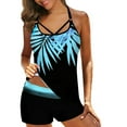 thumbnail image 2 of Women Plus Size Print Strappy Back Tankini Set Two Piece Swimsuits Swimdress, 2 of 4