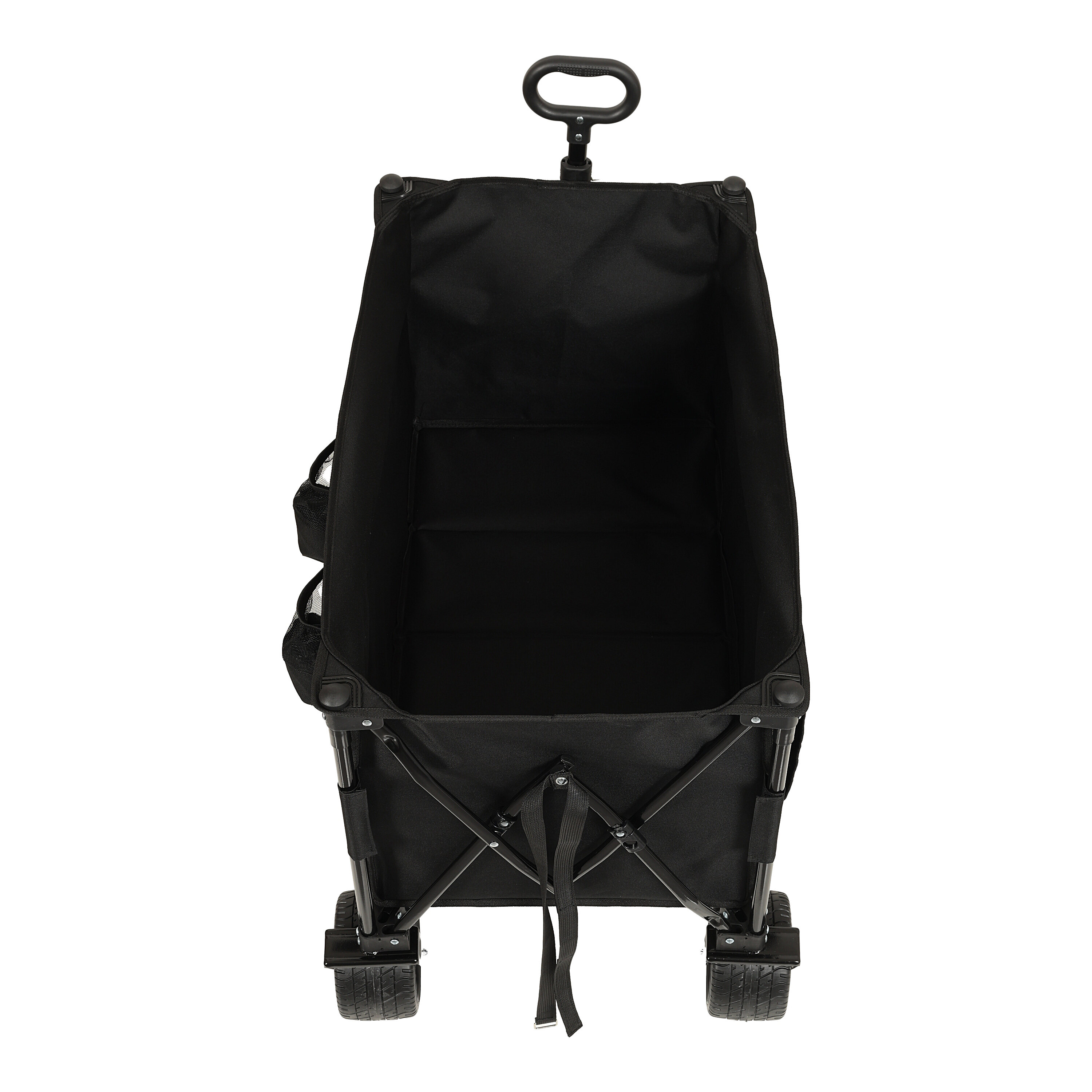 Folding Garden Carts Collapsible Foldable Extended Wagon,480lbs Weight Capacity, Heavy Duty Folding Utility Garden Cart with Big All-Terrain Beach Wheels & Drink Holders,Side Pocket and Brakes, Black