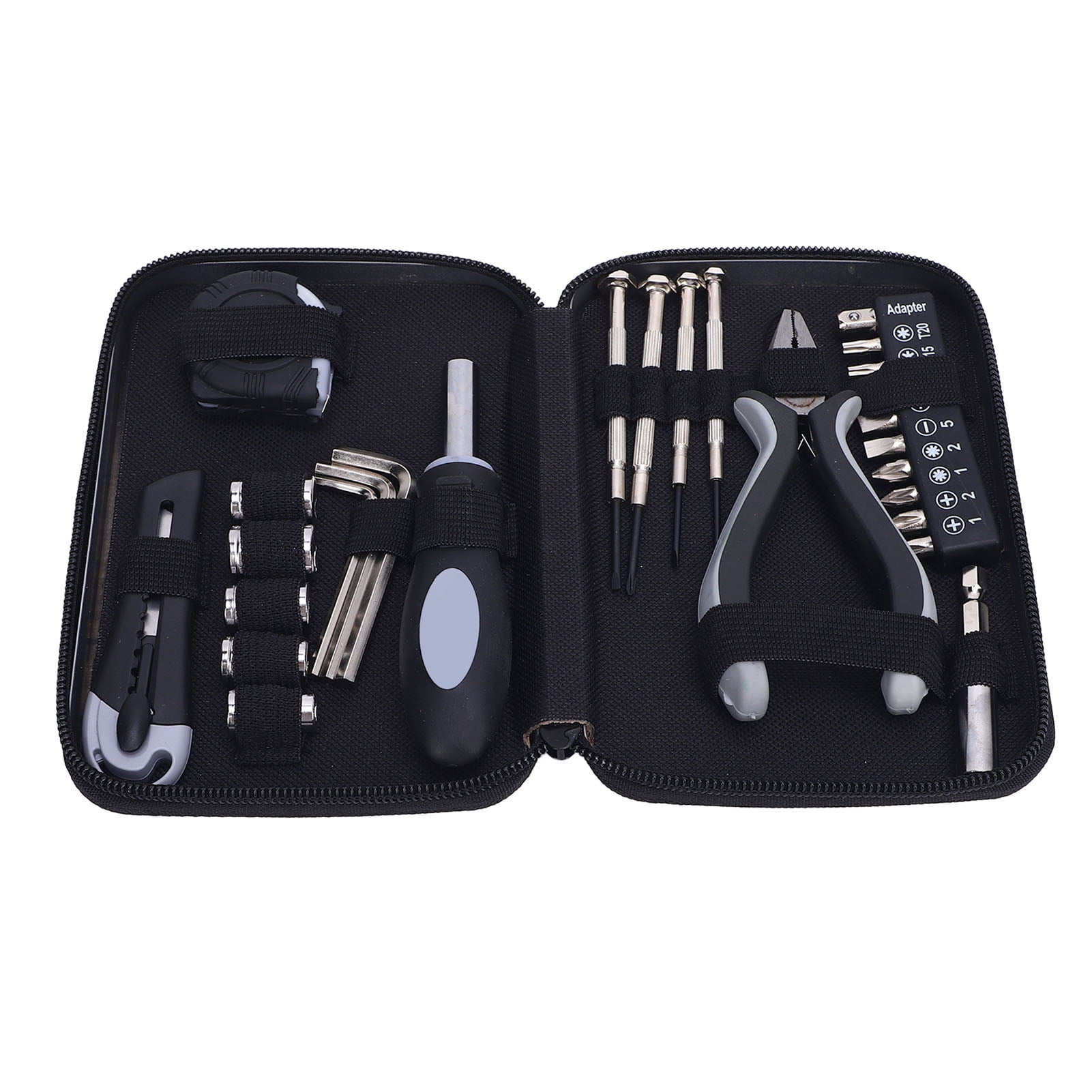 BIMZUC 27-Piece Mini Tool Set Household Repair Tool Kit, Portable Hand Mechanics Tools with Needle Nose Pliers, Tape Measure, Hex Wrenches, Screwdriver Bits & Handle with Storage Iron Case