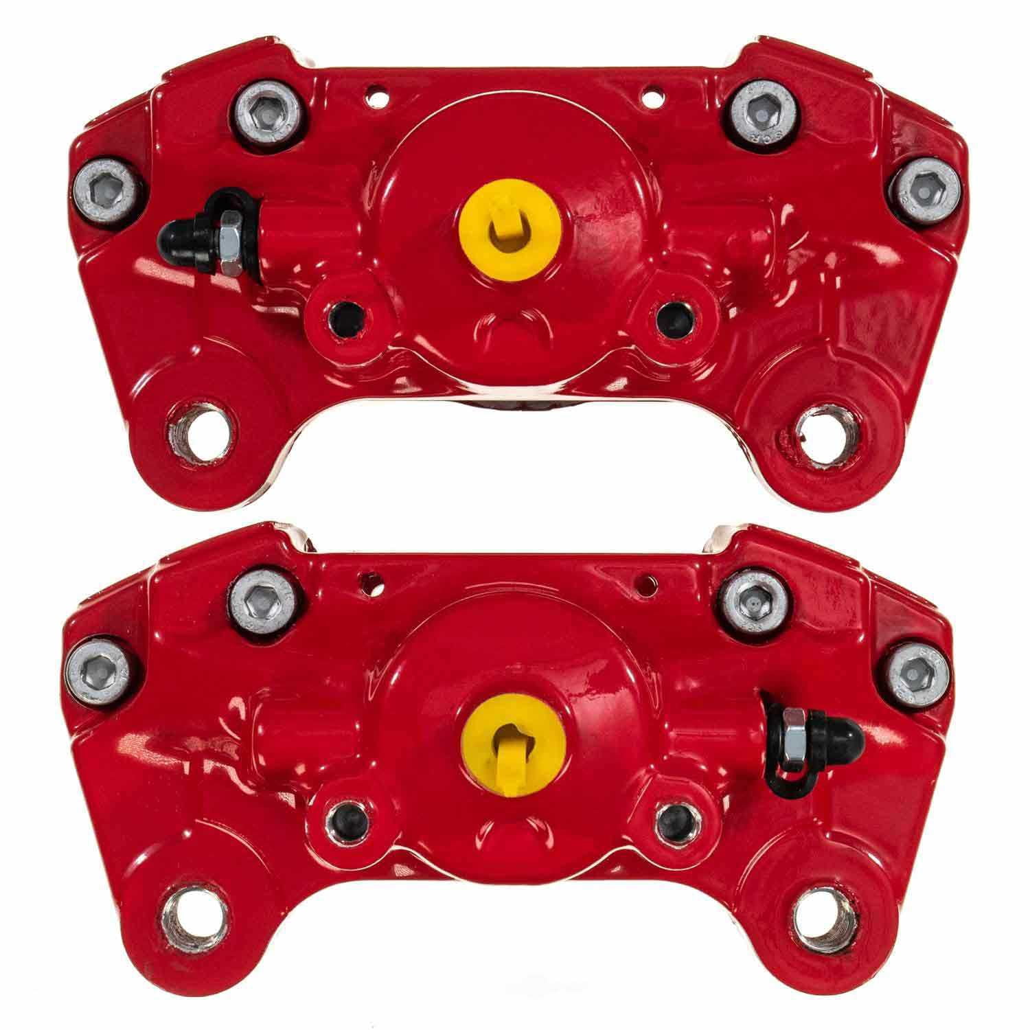 PowerStop S6264 Powder Coated Brake Caliper Pair - Rear Red