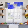 thumbnail image 4 of 2 Panels Navy Blue Grey Oil Painting Valance for Windows, Abstract Modern Geometric Light Filtering Kitchen Curtains, Rod Pocket Window Treatment Curtain Valances for Living Room Bedroom, 54"x18", 4 of 9
