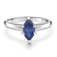 thumbnail image 3 of Gem Stone King 10K White Gold Blue Sapphire Engagement Ring for Women | 0.63 Cttw | Marquise 8X4MM | Gemstone September Birthstone | Size 8, 3 of 6