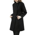 thumbnail image 5 of Unique Bargains Women's Winter Stand Collar Slant Pockets Double Breasted Coat S Black, 5 of 7