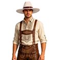 thumbnail image 3 of Rvusndi Cowboy Hat,Cowboy Hat Men Women Wide Brim Western Boho Jazz Hat Summer Beach Hat Lightweight Fedora Sun Hat for Vacation Beach Octoberfest, 3 of 5