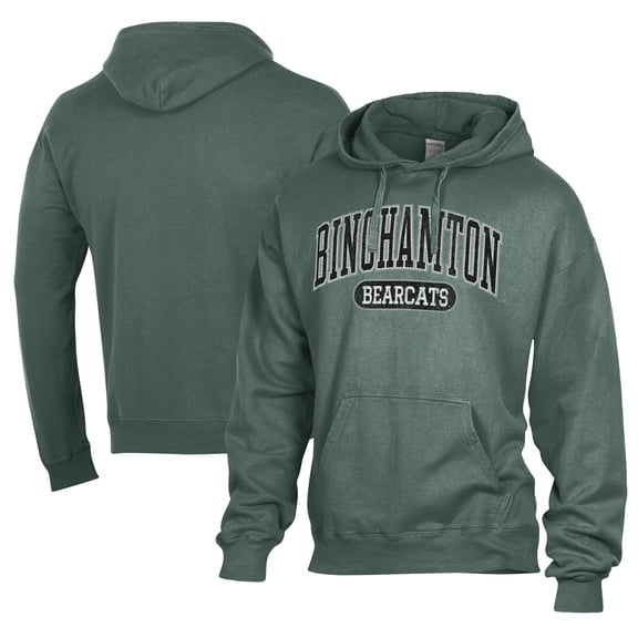 Men's Comfort Wash  Green Binghamton Bearcats Lightweight Fleece Pullover Hoodie