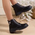 thumbnail image 6 of Purcolt Ankle Boots for Women Dressy Casual PU Leather Round Toe Block Heel Lace-up Short Booties Comfort Slip on Dress Shoes Streetwear with Side Zipper, 6 of 9