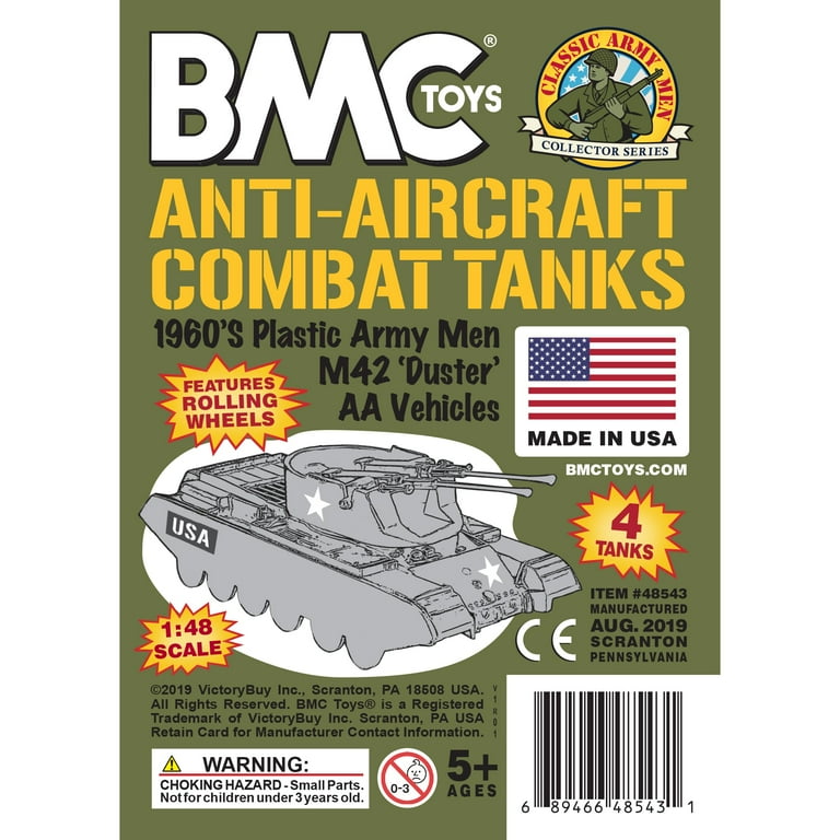 BMC Classic Payton Anti-Aircraft Tanks - 4pc OD Green Plastic Army