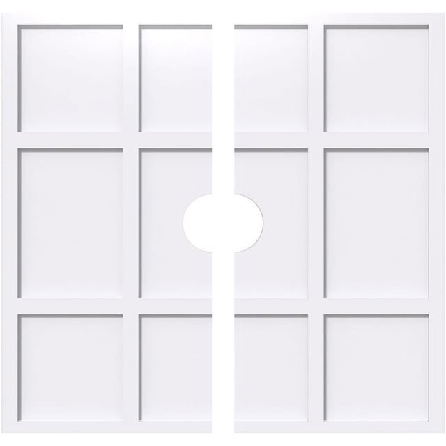 Ekena Millwork CMP28RK2-04000 28 in. OD x 4 in. ID Square Rubik Architectural Grade PVC Contemporary Ceiling Medallion - 2 Piece