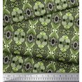 thumbnail image 2 of Soimoi Green Silk Fabric Leaves,Artistic Floral & Check Print Sewing Fabric BTY 42 Inch Wide, 2 of 3