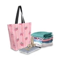 thumbnail image 2 of Open Top Canvas Tote Bag with Zipper Reusable Shopping Bag 13.5x15" Roomy Carryall Pink Bows and Strawberries, 2 of 9