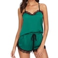thumbnail image 3 of Gibobby Lencería de encaje para mujer Trim Mujer Correa Conjuntos Ropa de dormir Sin mangas Ropa de dormir Pijama Encaje Top Satén Íntimos(Verde, M), 3 of 5