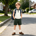 thumbnail image 5 of Boys Summer Outfit Set, Sleeveless Polo Shirt & Plaid Shorts Preppy Style 2-Piece Clothing Set for Toddler Boys（4-5Y）, 5 of 11
