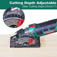 thumbnail image 4 of Mini Circular Saw, HYCHIKA Compact Circular Saw Tile Saw with 3 Saw Blades 4A Pure Copper Motor, 3-3/8?4500RPM Ideal for Wood, Soft Metal, Tile and Plastic Cuts, Laser Guide, Scale Ruler, 4 of 5