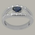 thumbnail image 2 of LBG British Made 10k White Gold Natural Sapphire & Cubic Zirconia Womens Promise Ring - 33 size options - Size 6.5, 2 of 7