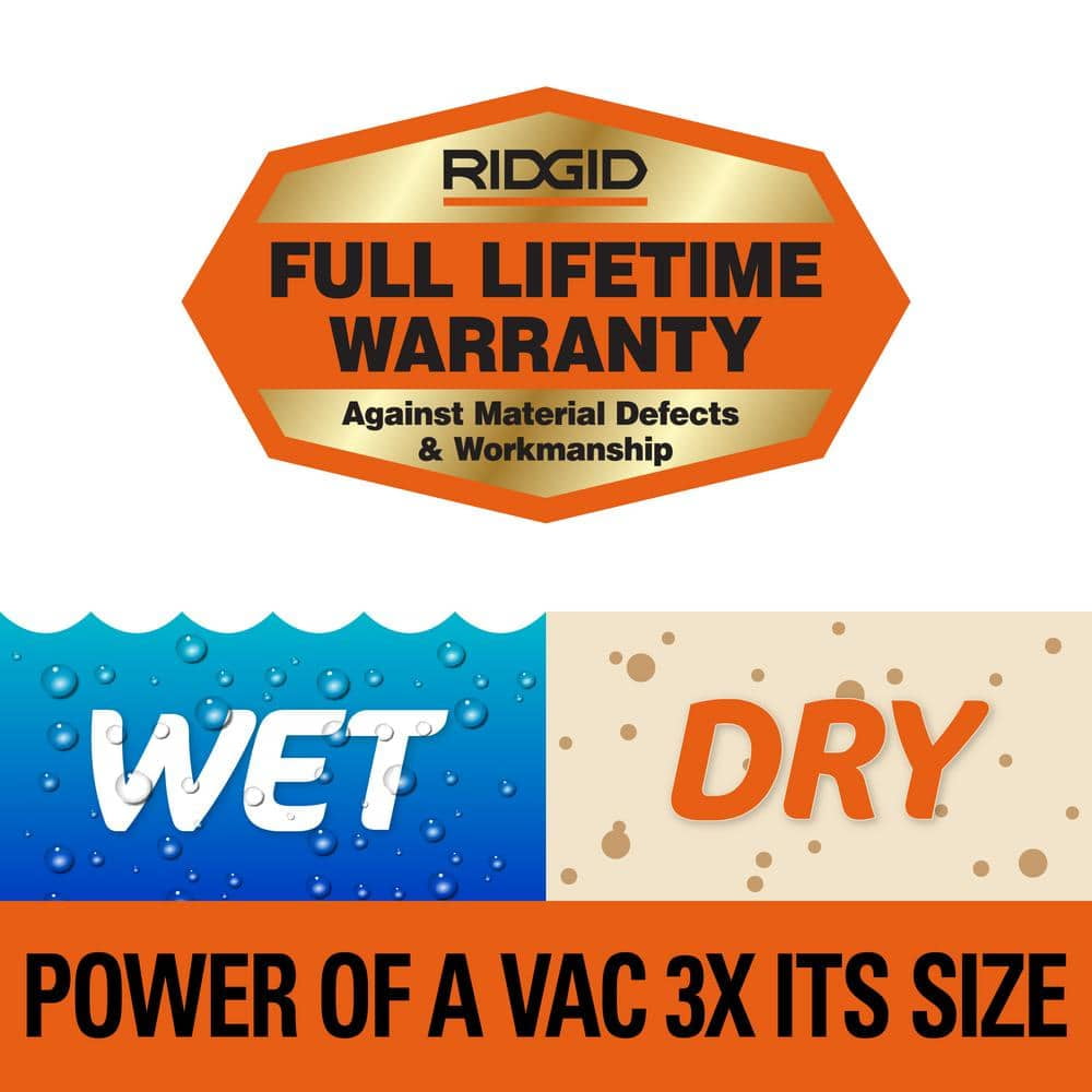 4 Gallon 5.0 Peak HP Portable Shop Vac Wet Dry Vacuum with Fine Dust Filter, Locking Hose and Accessories