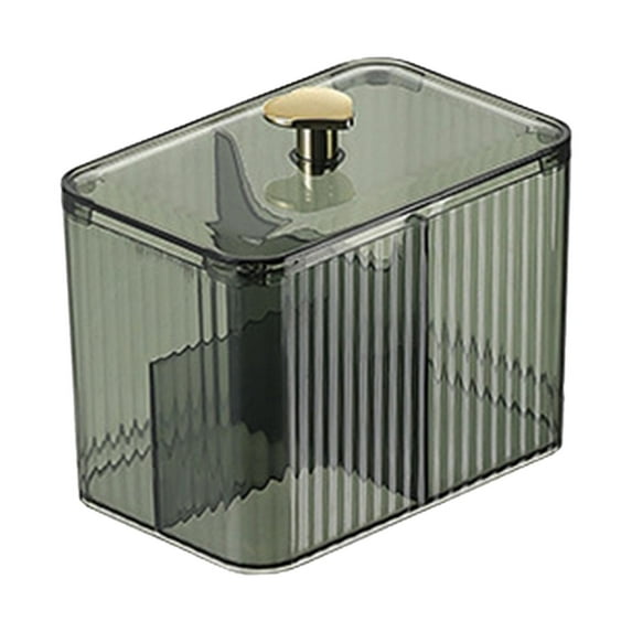 Makeup Tool Storage Canister with Lid Modern Makeup Swab Ball Holder Jar Cosmetic Organizer Makeup Brush Holder for Countertop Vanity Green