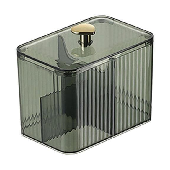 Makeup Tool Storage Canister with Lid Modern Makeup Swab Ball Holder Jar Cosmetic Organizer Makeup Brush Holder for Countertop Vanity Green