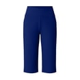 thumbnail image 5 of hlysgo Womens Yoga Leggings Shorts Elastic High Waist Casual Knee Length Short Workout Jogging Gym Short Blue,2xL, 5 of 6