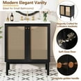thumbnail image 2 of viswild 30" Bathroom Vanity with Handwoven Rattan Doors, Soft Close Ceramic Sink, Gold Accents - Solid Bamboo for Small Spaces, Black, 2 of 12