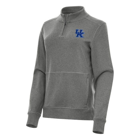 Women's Antigua Heather Charcoal Kentucky Wildcats Crush Quarter-Zip Fleece Sweatshirt
