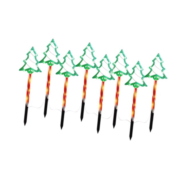 Almencla Christmas Tree Solar Landscape Lights Lawn Lamp for Lawn Front Porch Pathway 8 Stake Lights