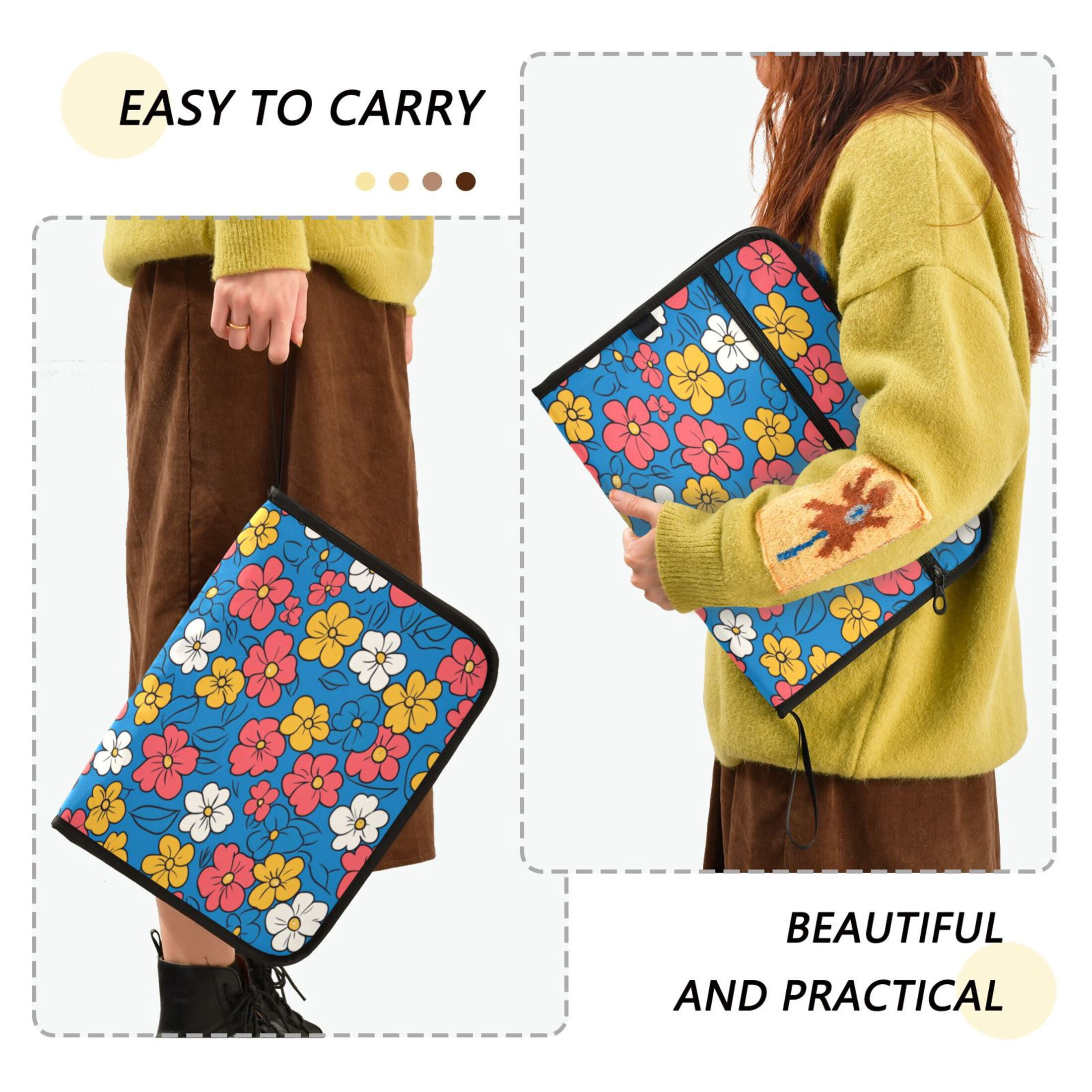 Organ Folder 14.2 x 0.8 x 10.6 Inches 13 Separate Pockets A4 Size Documents Folder A Sort Storage File Manager For The Home Office Pretty Flower Seamless