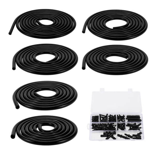 Manguera de vacío de silicona Unique Bargains 130PSI Presión máxima Línea de vacío automotriz Negra con conector de vacío 1 juego 10Ft 3/4/5/6/8/10mm ID 3mm Grosor