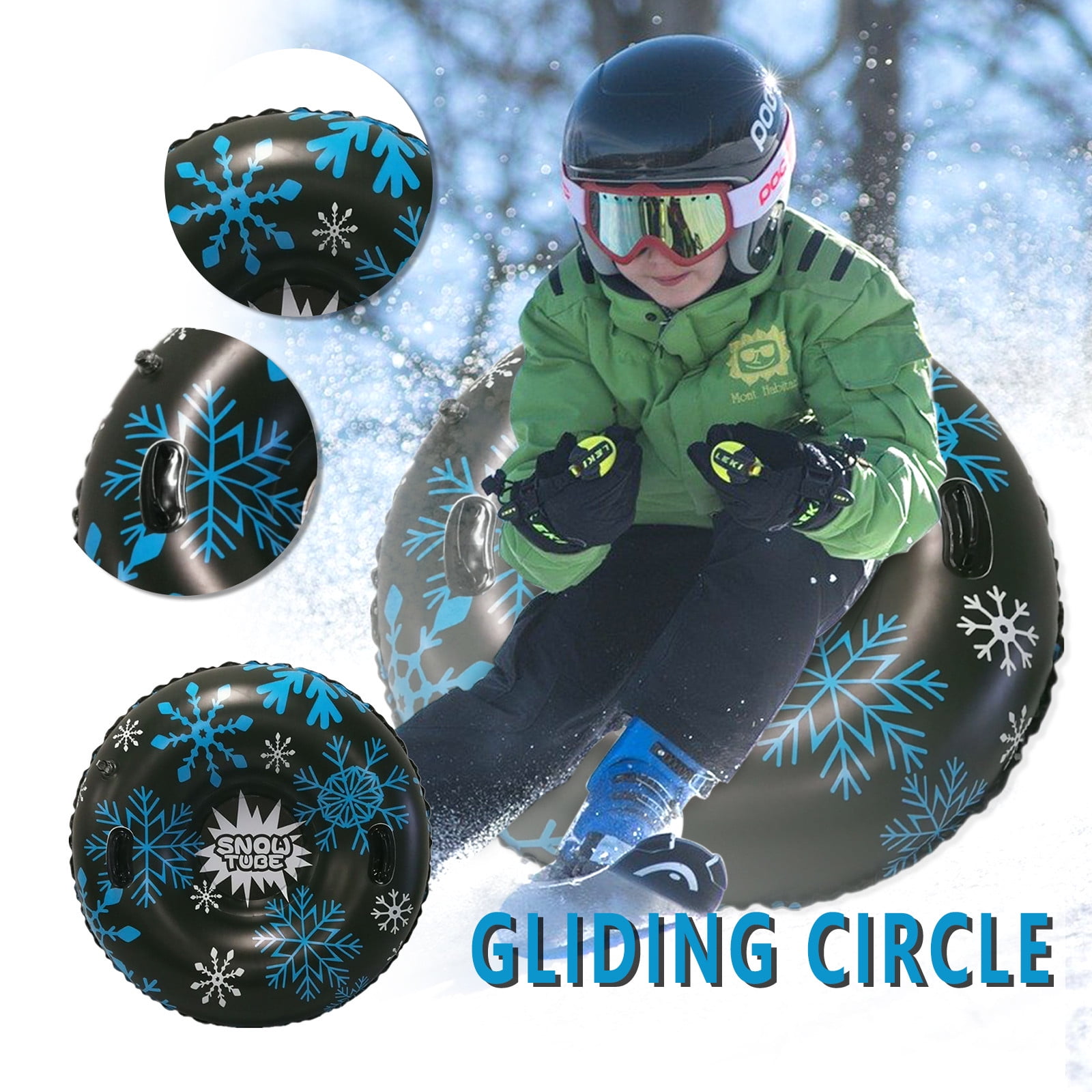 PVCS 47 Inch Snow Tube For Winter Fun Inflatable Heavy Duty Snow Sleds