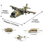Military 21-Inch Cargo Plane C130 Bomber Bombs 12 Mix Vehicles 50 Army Soldiers